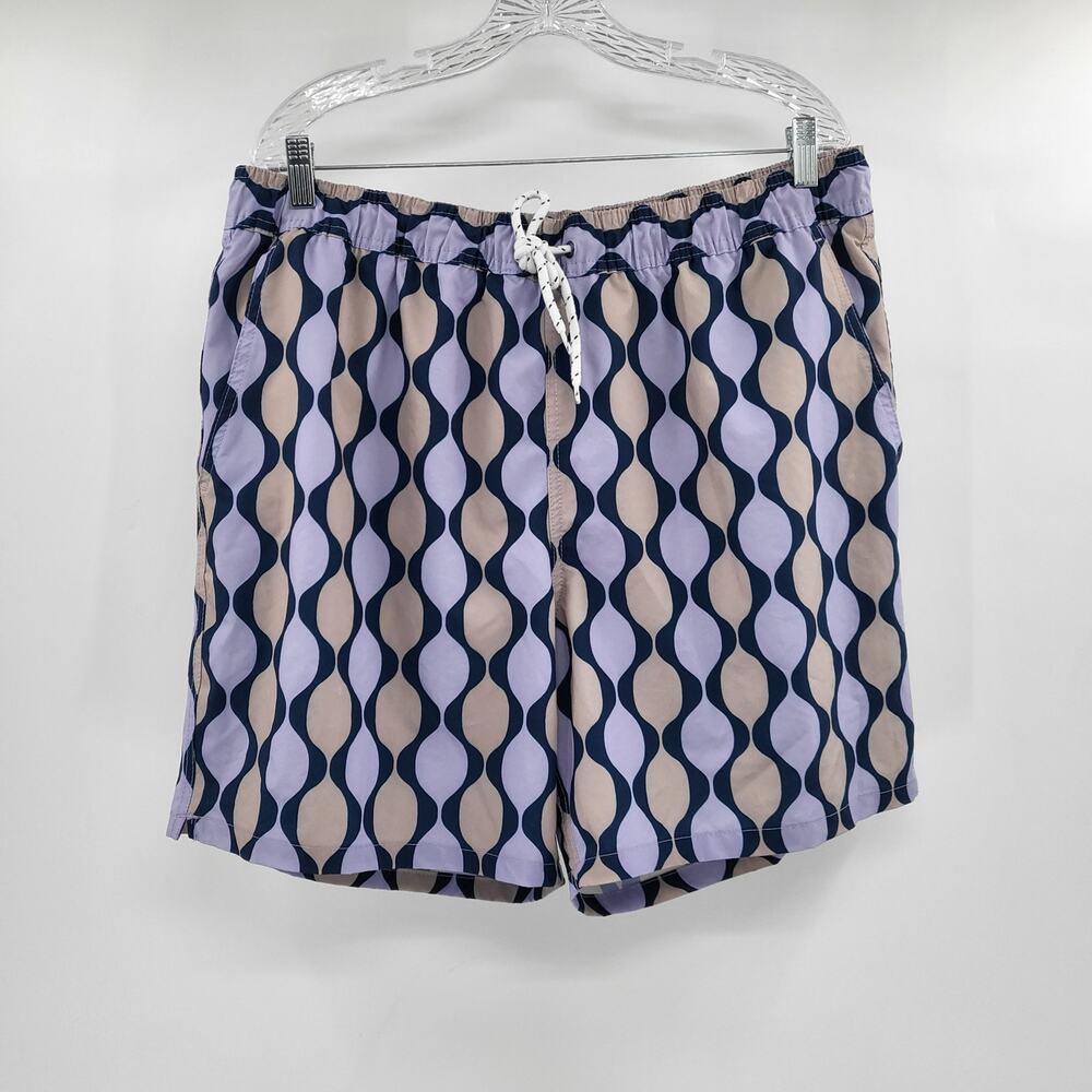 George Purple Blue & Taupe All over Print Swim Trunks Men's Size XL (40-42)